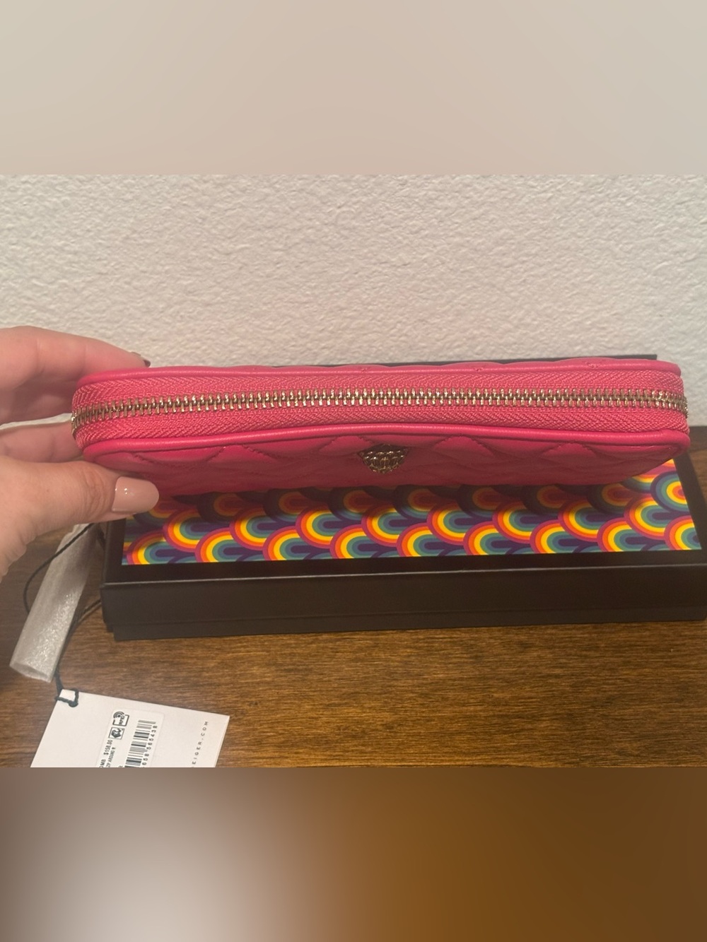 Kurt Geiger Hot Pink Quilted Zip-Around Wallet - Picture 6 of 12